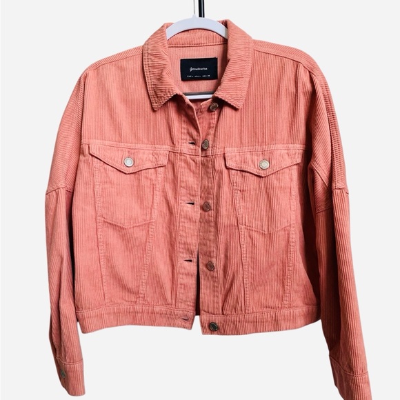 stradivarius Jackets & Blazers - Stradivarius Jacket Womens Pink Cropped Corduroy Cute Jean Jacket Size Large